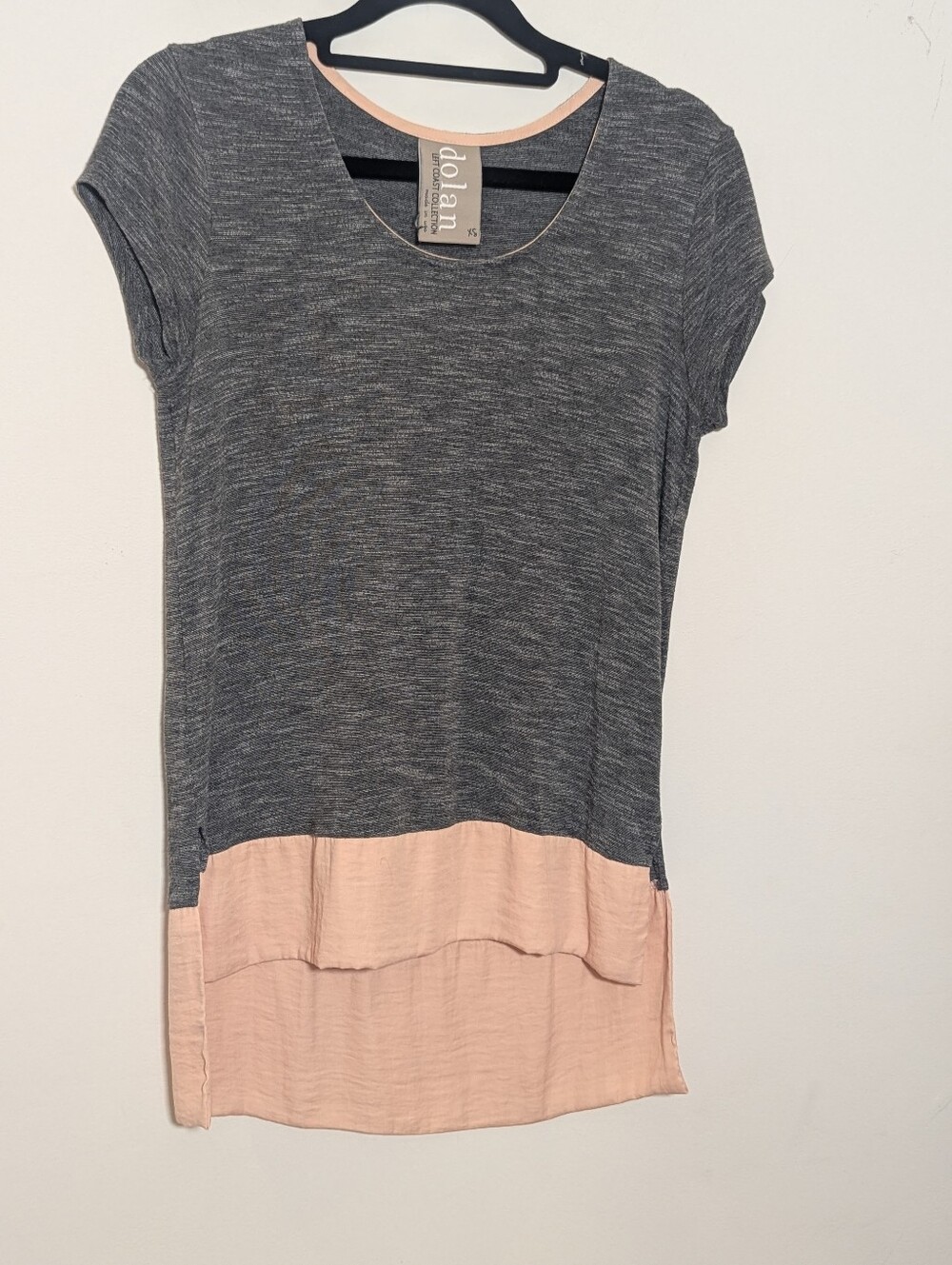 Anthropologie Dolan Left Coast Gray Blush Layered High-Low Tunic Top XS